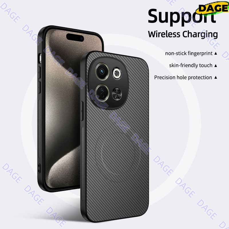 COD เคสแม่เหล็กสําหรับ Tecno Pova6 Neo 5G Skin-feel คาร์บอนไฟเบอร์ Textured Anti-drop PC สําหรับ Tec