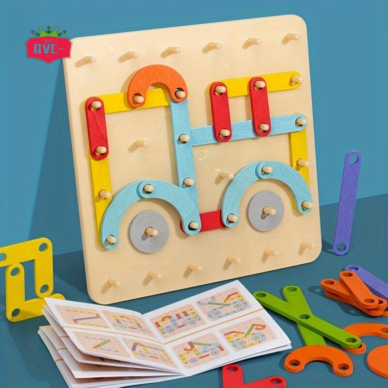 Montessori Pegboard Puzzle - ของเล่นก่อสร้างคอลัมน์เรขาคณิตสําหรับเด็ก
