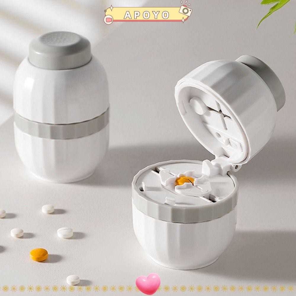 APOYO Quartering Pill Cutter Splitter, Adjustable Divider Organizer Pill Cutter กล่องเก็บ, แบบพกพาแบ
