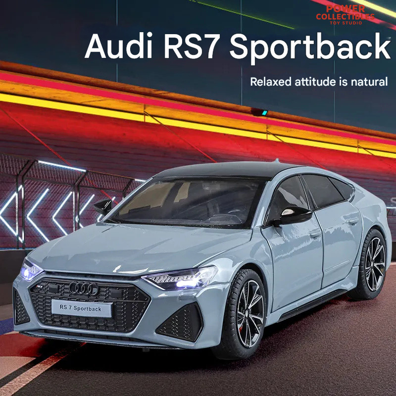รถโมเดลโลหะผสม Audi RS7 Sportback - แบบจําลองรถเก๋งหล่อละเอียดพร้อมไฟ, ของเล่นสะสมสําหรับผู้ที่ชื่นช