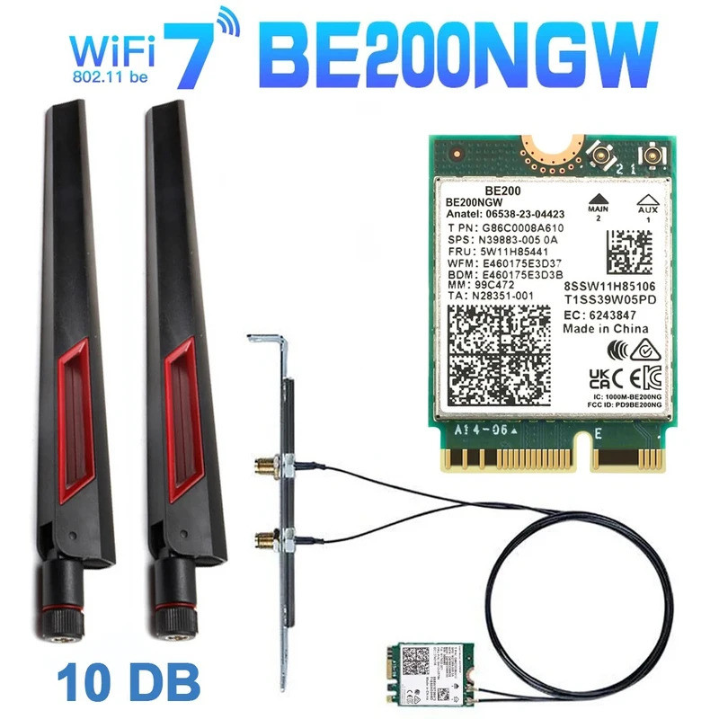 BE200 บลูทูธ 5.4 Wi-Fi 7 การ์ด BE200NGW 2.4/ 5/ 6 GHz 5.8 Gbps อะแดปเตอร์ Wrieless สําหรับ Windows 1
