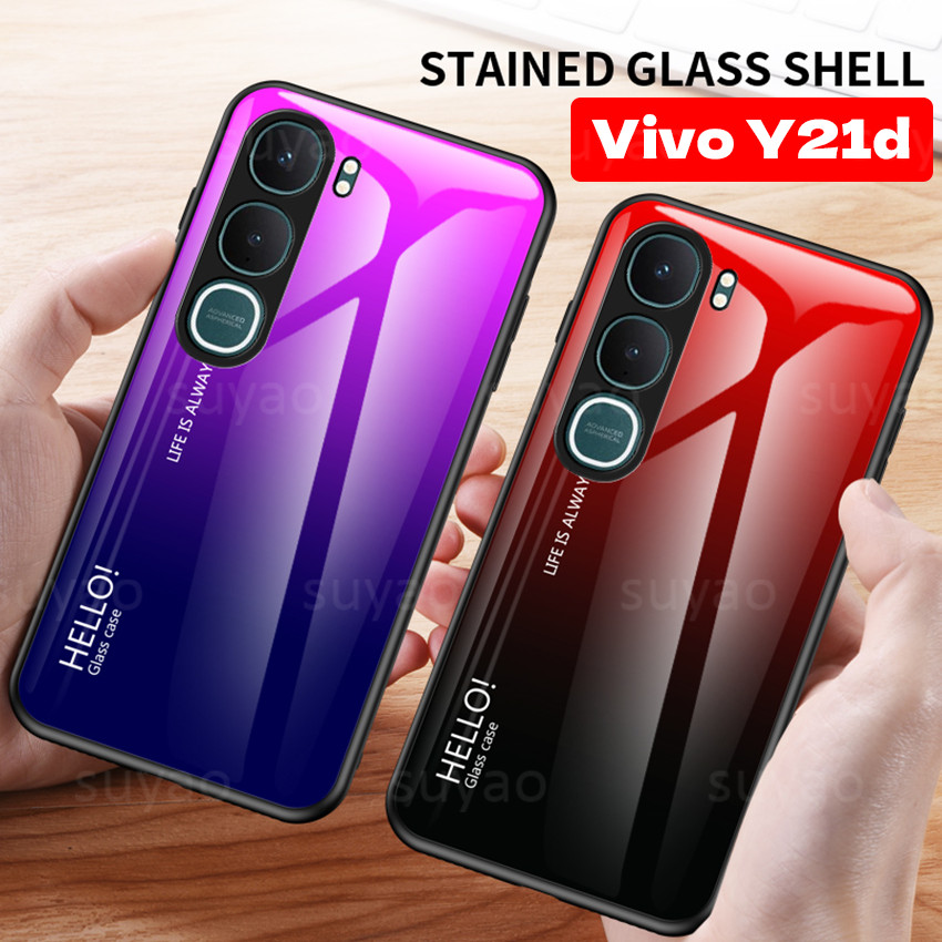 สําหรับVivo Y31 5G Y21d 2025 เคสโทรศัพท์กันกระแทกGradientปลอกVivoY21d VivoY31 Y21 DY 21dกระจกนิรภัยShell Comfort TPUแฟชั่นขอบปกหลัง