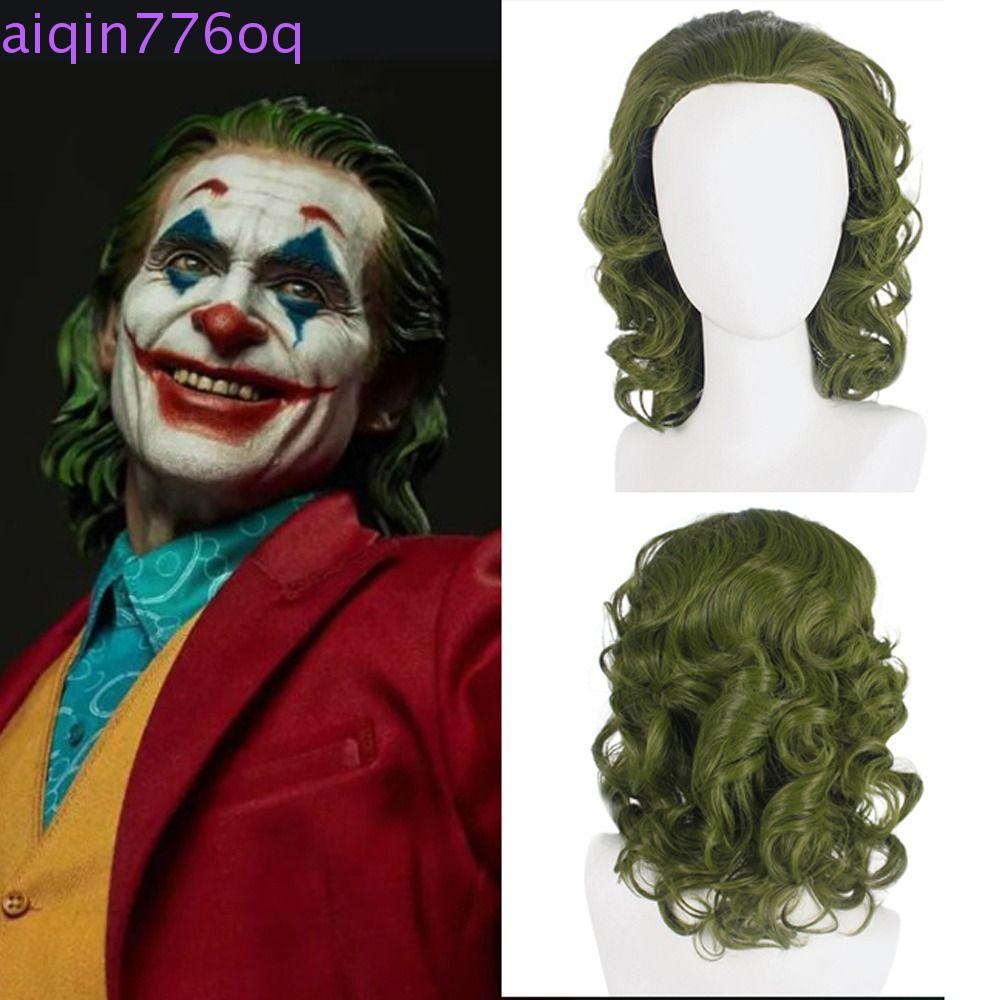 AIQINOQ Joker คอสเพลย์วิกผม,หยักธรรมชาติ Clown ผมสีเขียว,ตลกทนความร้อนไฟเบอร์ Arthur Slack คอสเพลย์ว