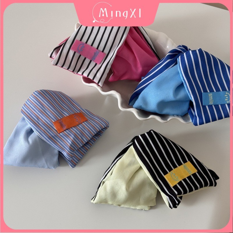 กิ๊บติดผมสามเหลี่ยมลายทางสำหรับผู้หญิง สไตล์ลำลอง พร้อมคลิปหนีบผม