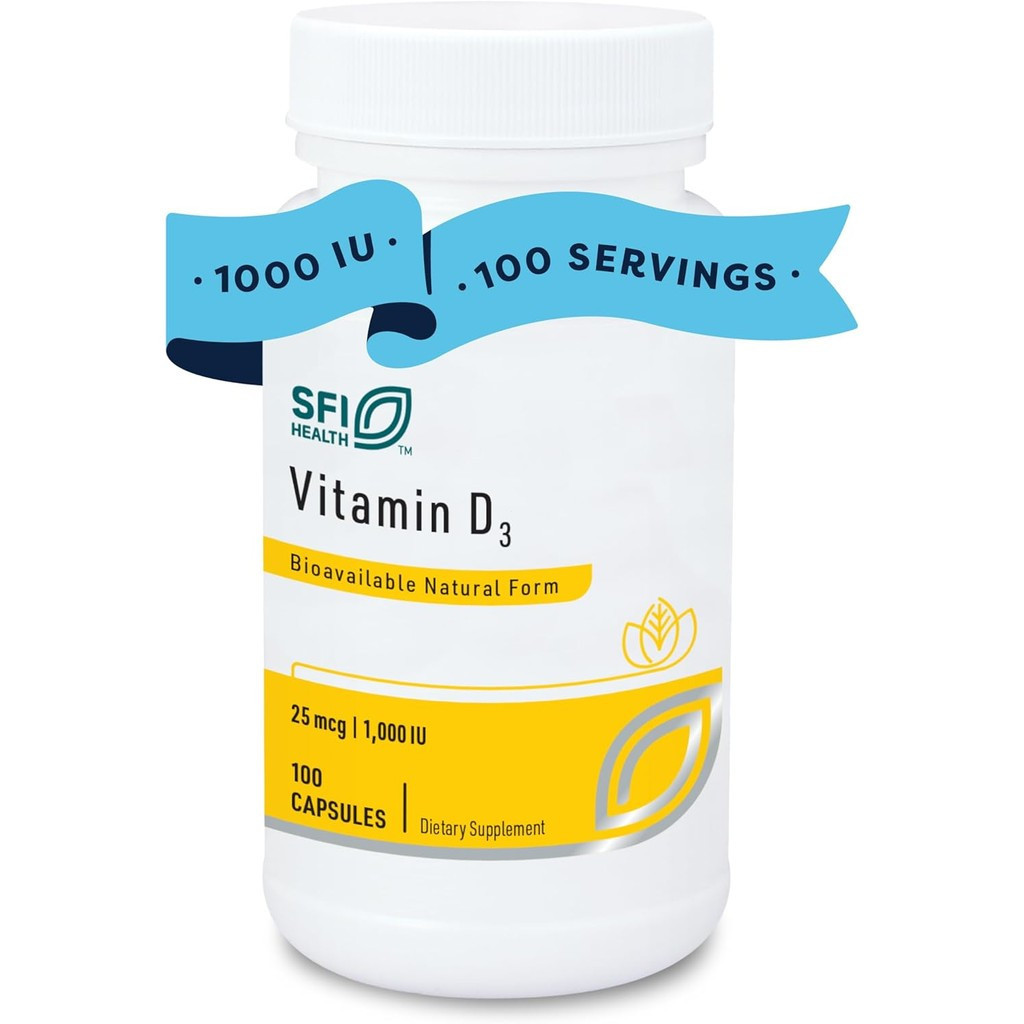 Klaire Labs SFI Health Vitamin D3 1,000 IU-25 Micrograms Port Hypoallergenic Bones and Immune (100 แ