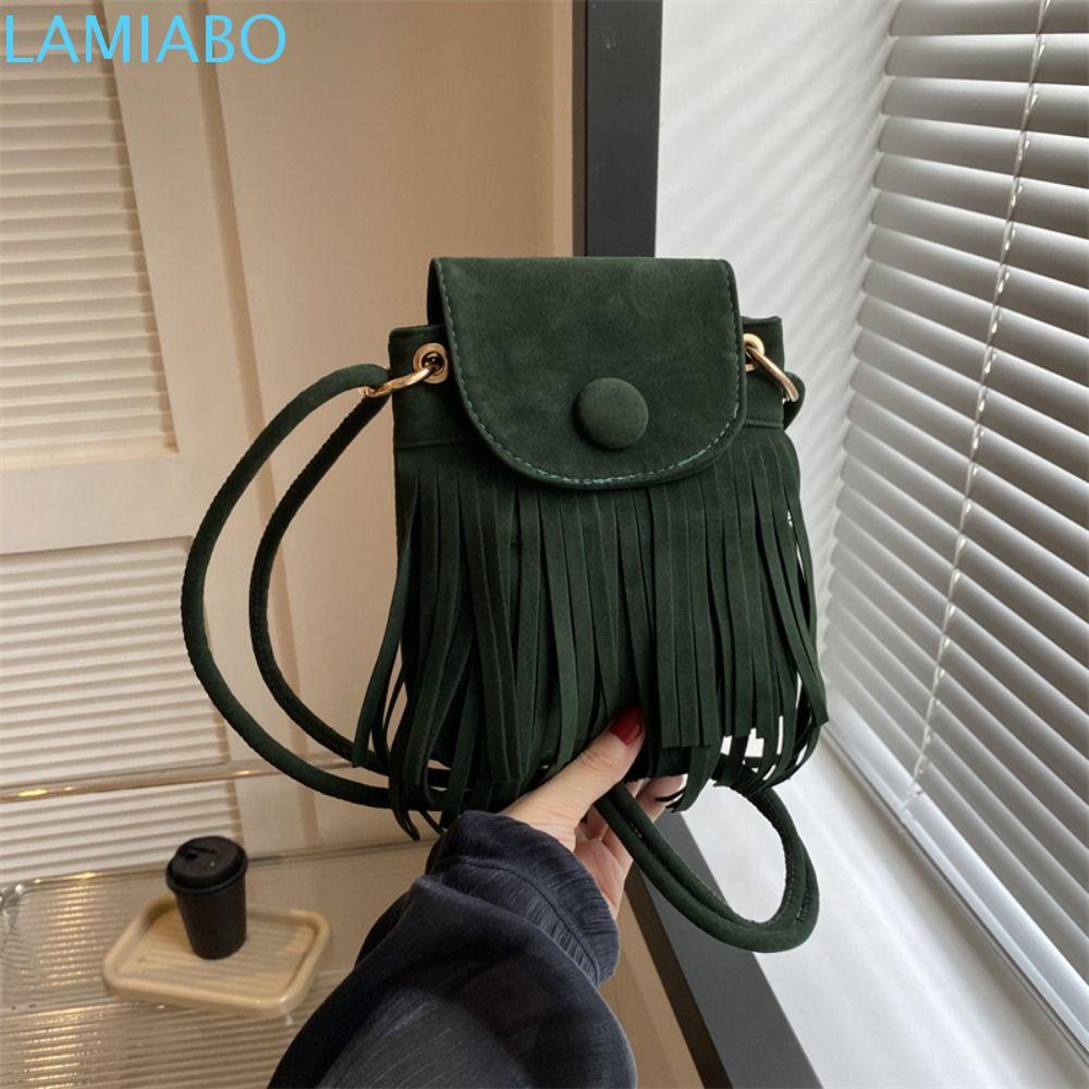LAMIABO Bohemian Fringed Crossbody Bag, Square Bag Nylon Bohemian Shoulder Bag, Fashion Retro สไตล์ช