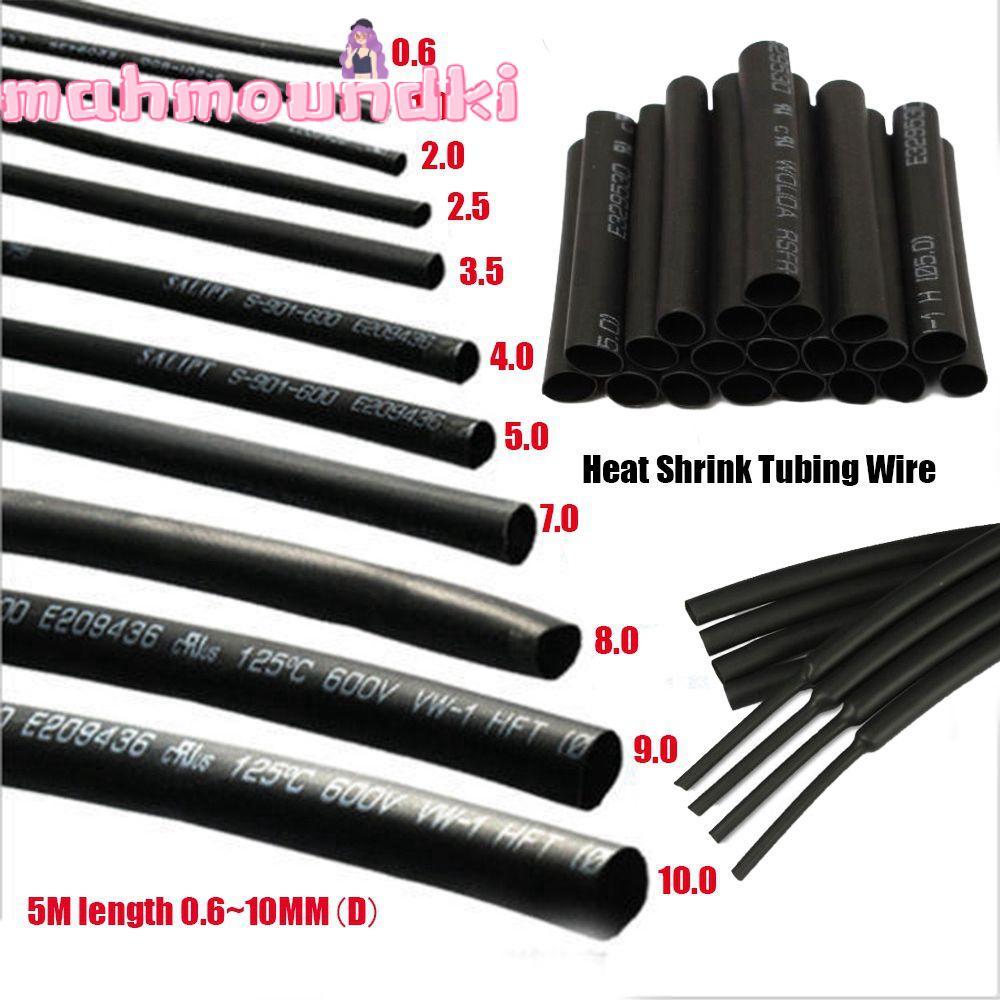 MAHMOUNDKI 5M Heat Shrink Tube Assortment Kit สีดํา Dia 0.6-10mm ท่อลวด