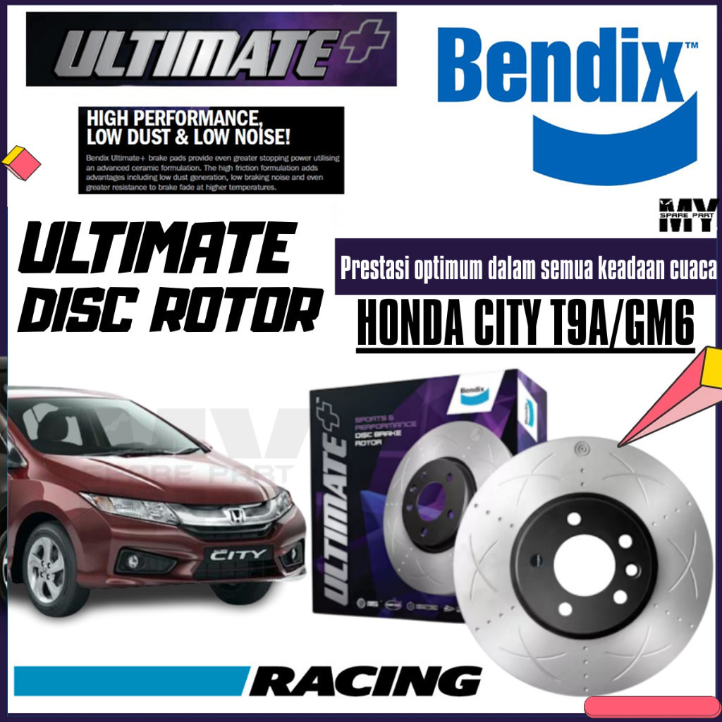 Bendix Ultimate Front Set Disc Rotor - Honda City T9A/GM6 1.5L 2013 BR9533 ULT