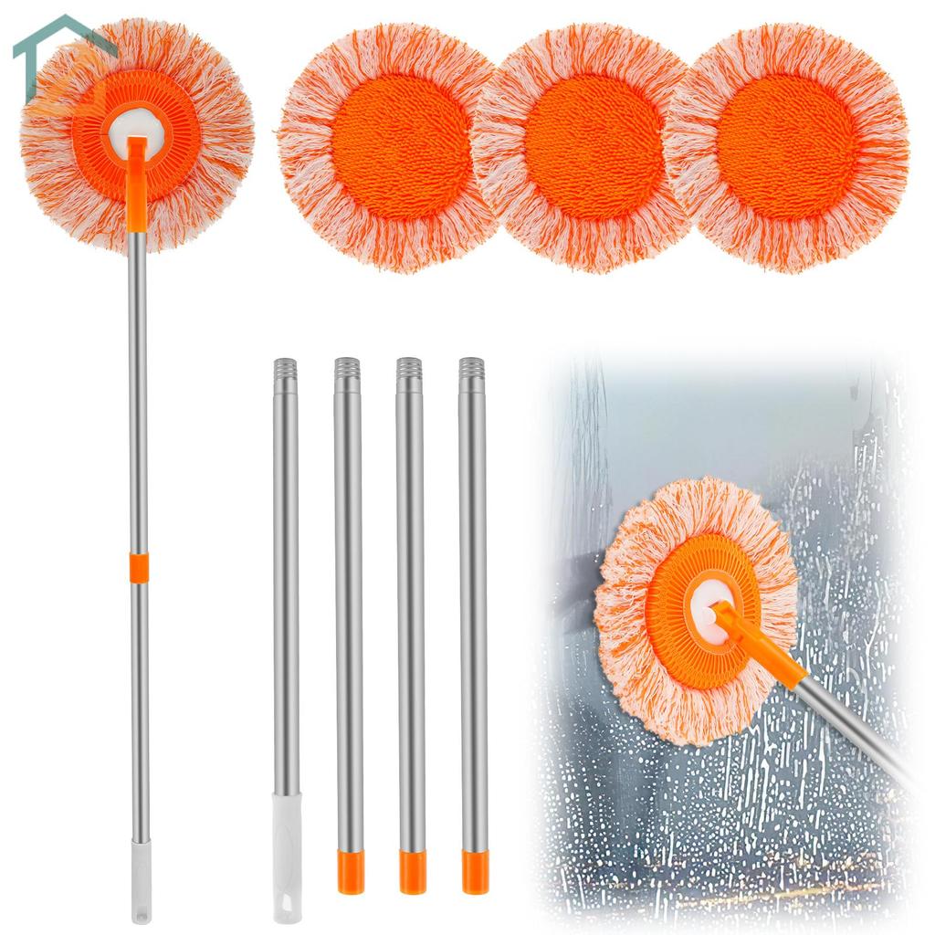 Wall Cleaner Mop 5 Mop ผ้า Super Absorbent Ceiling Mop Cleaner Round Wall Dust Cleaner แห้งและเปียกท
