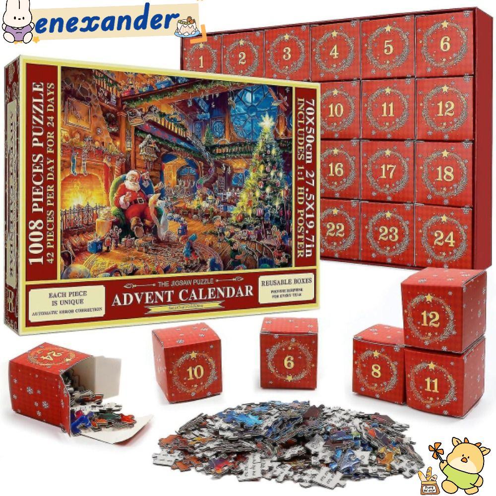 ปฏิทิน EXER Advent, Christmas 1008PCS Puzzle Adventure Jigsaw Puzzle, for Kids 24 Days Calendar 2023