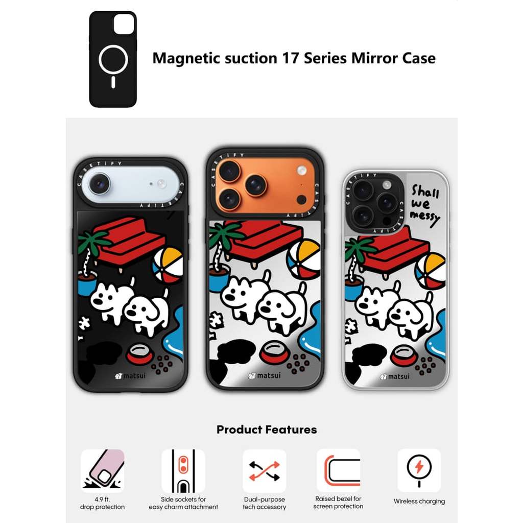 CASECASE X Shall เรายุ่งกรณี Black & Sliverกระจกแม่เหล็กดูดiPhoneสําหรับIPhone 17 Air 16 15 14 13 12 Pro Max Plus Hardกลับกรณีพร้อมกล่องแกะสลักโลโก้