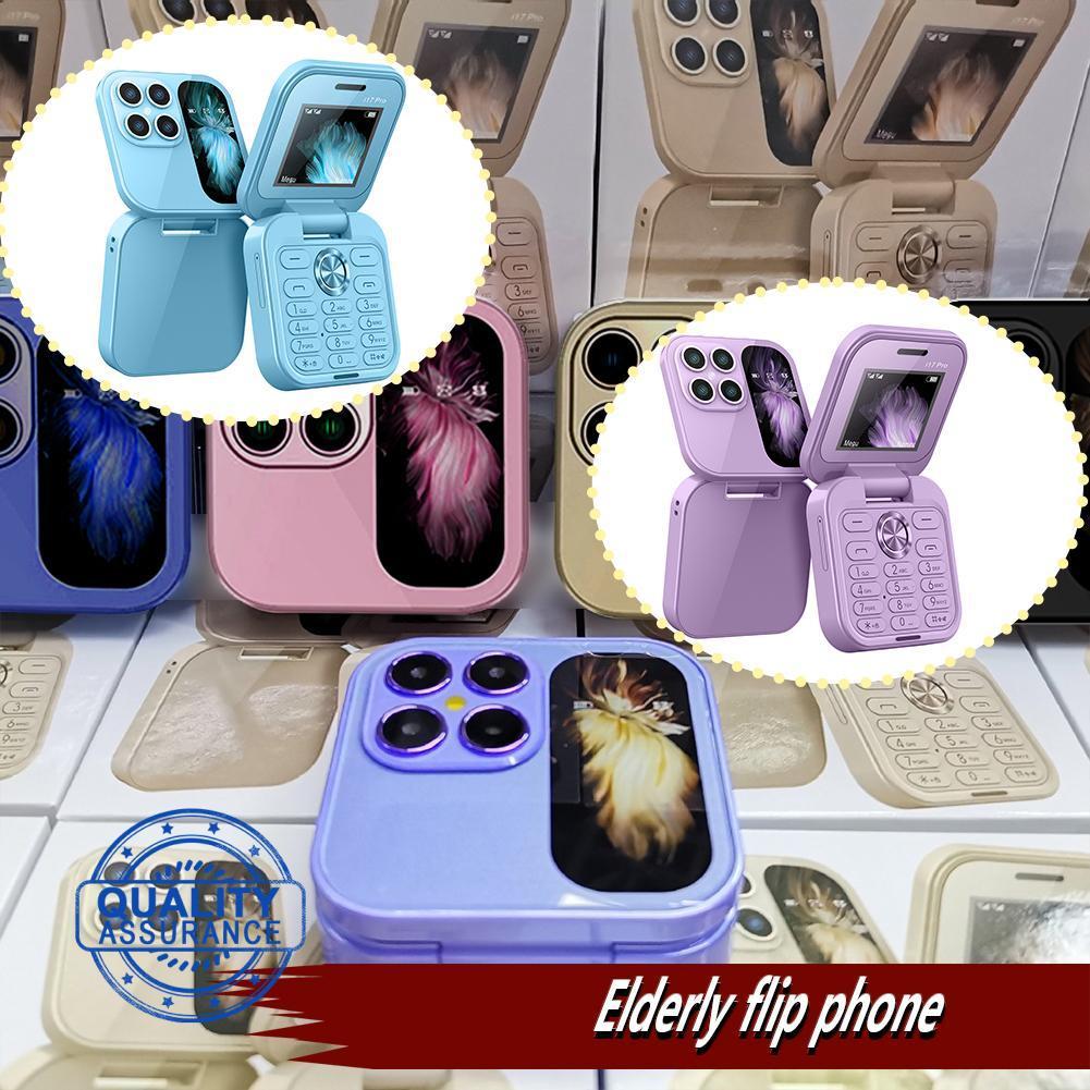 I17pro Flip Phone Non-smartphone Flip โทรศัพท์ปุ่มกดโทรศัพท์ 2g ภาษาโทรศัพท์ต่างประเทศผู้สูงอายุ N2s