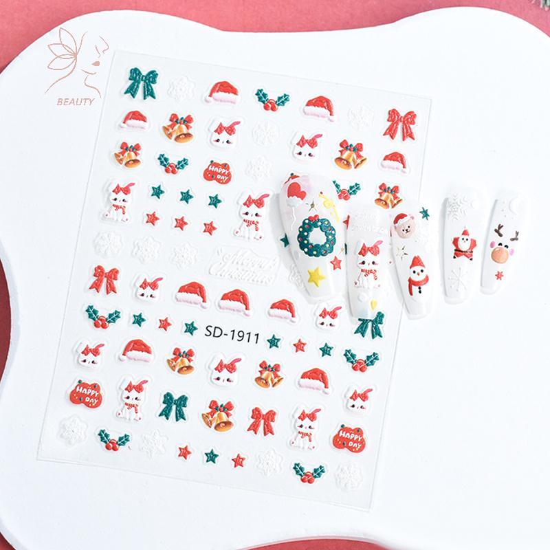 [maybeauty] คริสต์มาสน่ารักการ์ตูน Bowknot Santa Claus Snowman ต้นคริสต์มาส Elk Snowflake สติกเกอร์เล็บ Xmas น่ารักสติ๊กเกอร์ติดเล็บ {TH} - รูปที่ 3