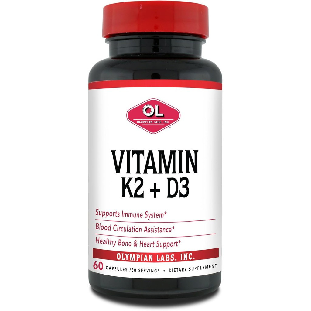 Olympian Labs Vitamin K2 + D3, 60 Servings, Supports Immune System, Bone and Heart Support, 60 Vegan