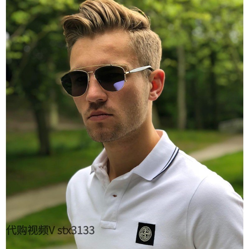 ของแท้ STONE ISLAND STONE ISLAND ฤดูใบไม้ผลิฤดูร้อนเย็บปักถักร้อยลําลองเสื้อโปโลแขนสั้นผู้ชายผู้หญิง