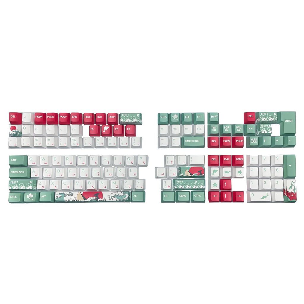 T ไทยภาษาอังกฤษคีย์บอร์ดหมวก PBT Sublimation Coral Sea การถ่ายเทความร้อน OEM ความสูงคีย์บอร์ด Keycap