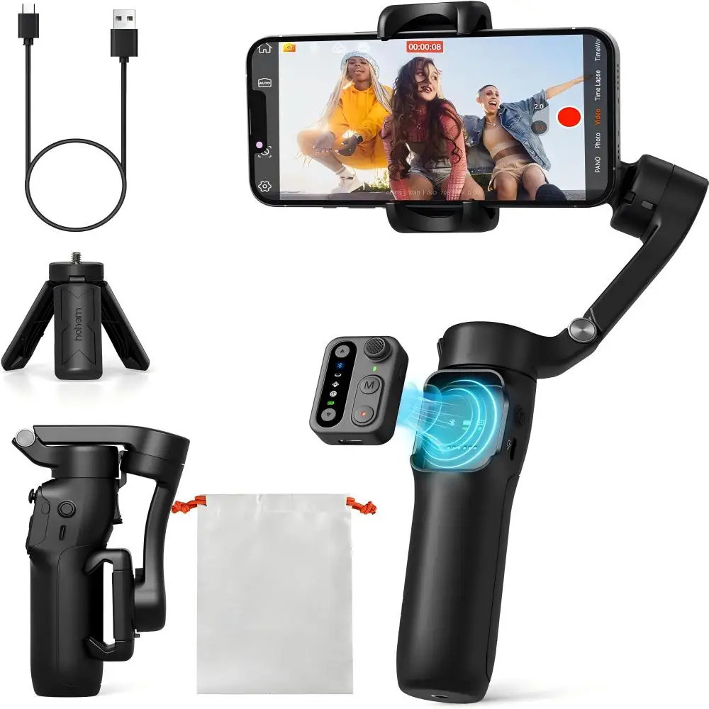 Hohem X3 Se Gimbal โทรศัพท์ Stabilizer ที่ถอดออกได้รีโมทคอนโทรลแบบพกพาพับ 3 แกนโทรศัพท์ Gimbal สําหร