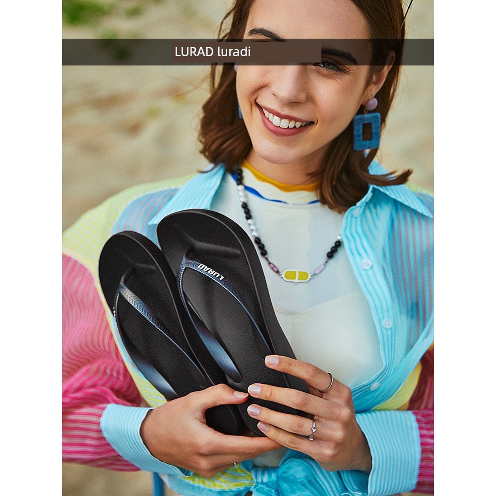 สลิปเปอร์ slipper รองเท้า wedge heel พื้นหนา สไตล์เรียบง่าย สำหรับชายหาด