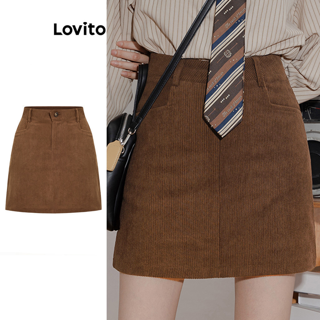 Lovito กระโปรงลําลองฤดูร้อน/ฤดูใบไม้ผลิสําหรับผู้หญิง L106AD1160