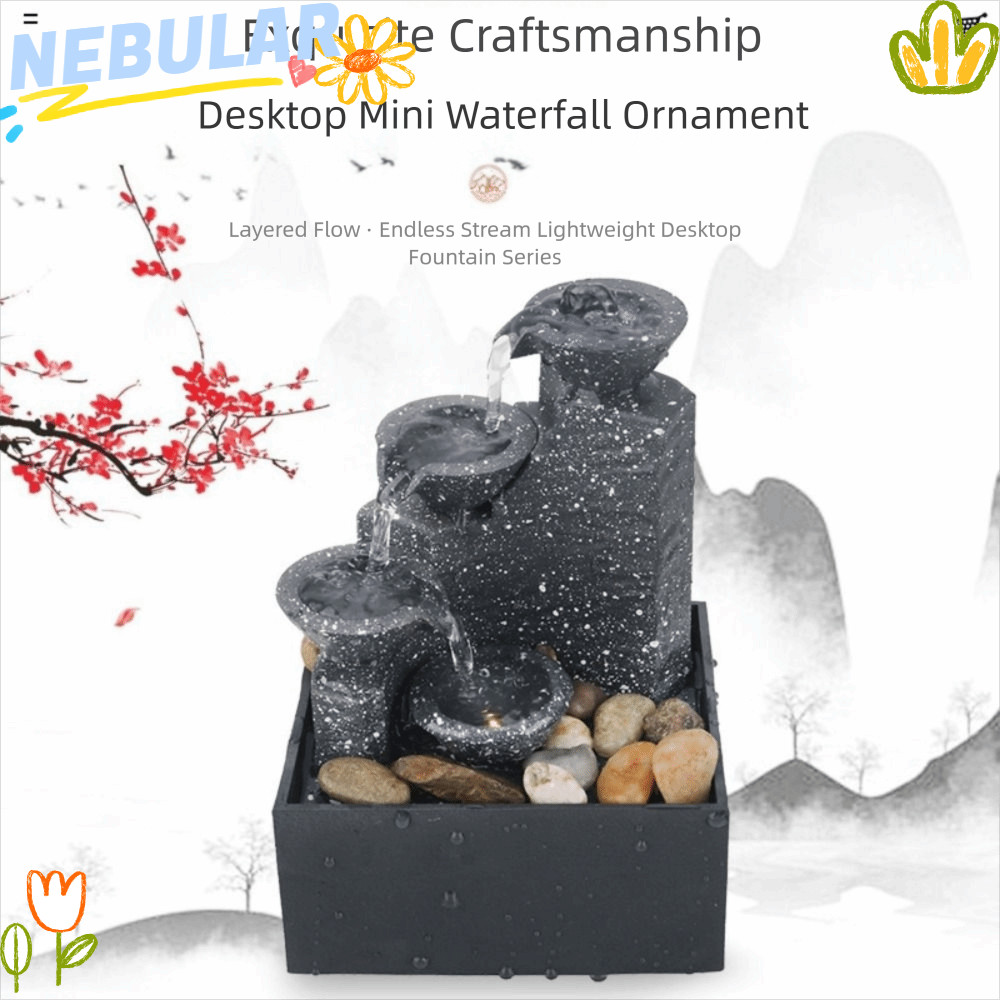 น้ําพุน้ํา เนบูลาร์, แบตเตอรี่/เสียบในน้ําหมุนเวียนไหลจีน ฮวงจุ้ย น้ําตก, หน้าท้อง ไมโครภูมิทัศน์น้ําไหลเครื่องประดับเดส