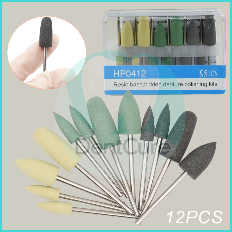12PCS Dental Composite Polishing Kit RA 2.35mm Polisher for Low Speed Hanpiece Porcelain Natural Teeth Nail Polishing
