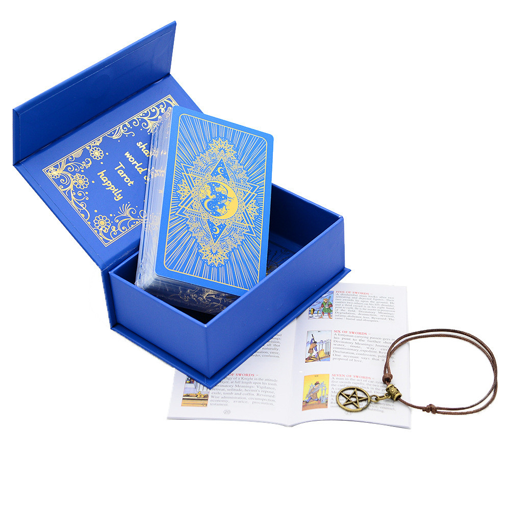First Waite Blue Tarot Tarot Tarot พลาสติก PVC กันน้ํา Tarot คู่มือเกมกระดานใหม่ Waite Blue Tarot Tarot Pick-up
