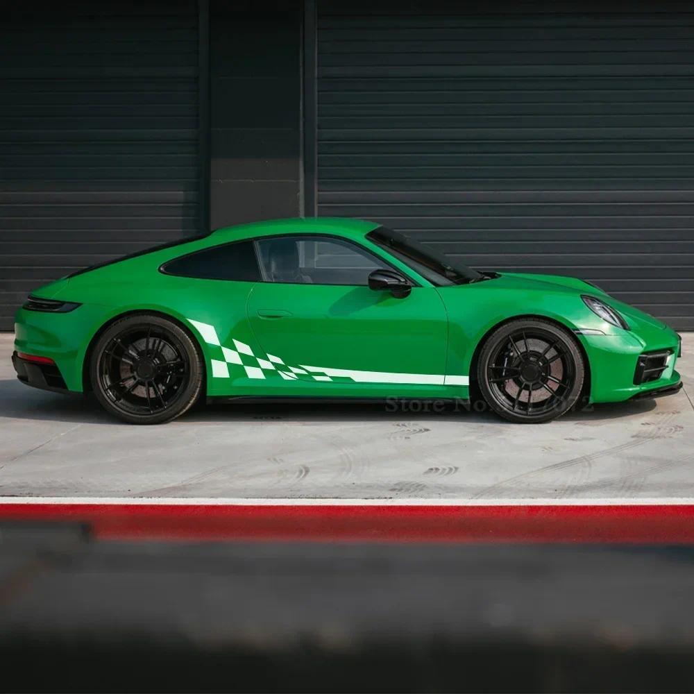2 ชิ้นรถประตูด้านข้างลายสติกเกอร์รูปลอกอุปกรณ์ DIY สําหรับ Porsche 911 991 991 992 GT3 RS Turbo Carr