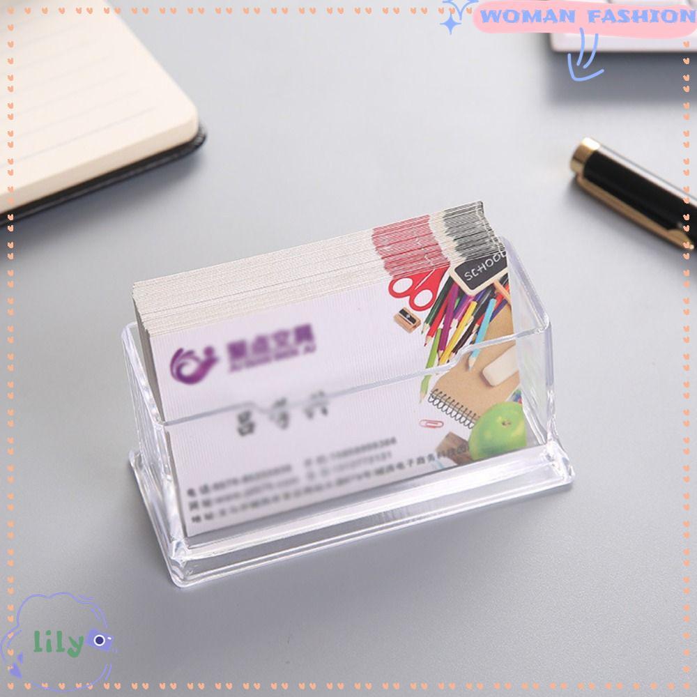LILY Business Card , Creative Acrylic Desktop Shelf Box, Location Card Organizer Transparent Display