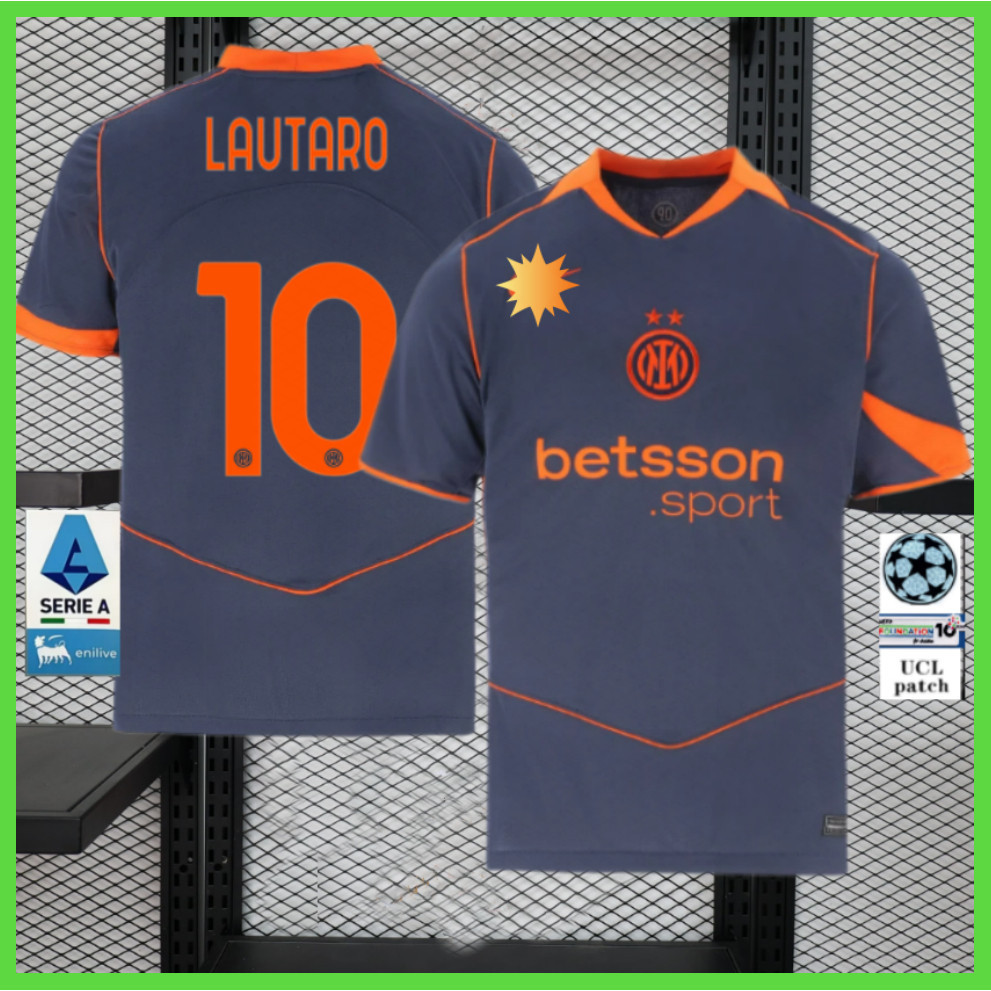 เสื้อยืดสโมสร Inter Milan ฤดูกาล 2025/26 พร้อมพิมพ์ชื่อและเลขทีม S-4XL