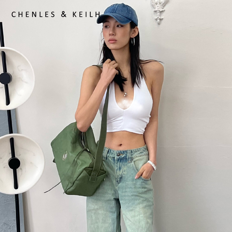 CHENLES & KEILH กระเป๋าหมอนหนังแท้พื้นผิวระดับไฮเอนด์ 2023 สไตล์ใหม่ Casual All-Match Messenger กระเ