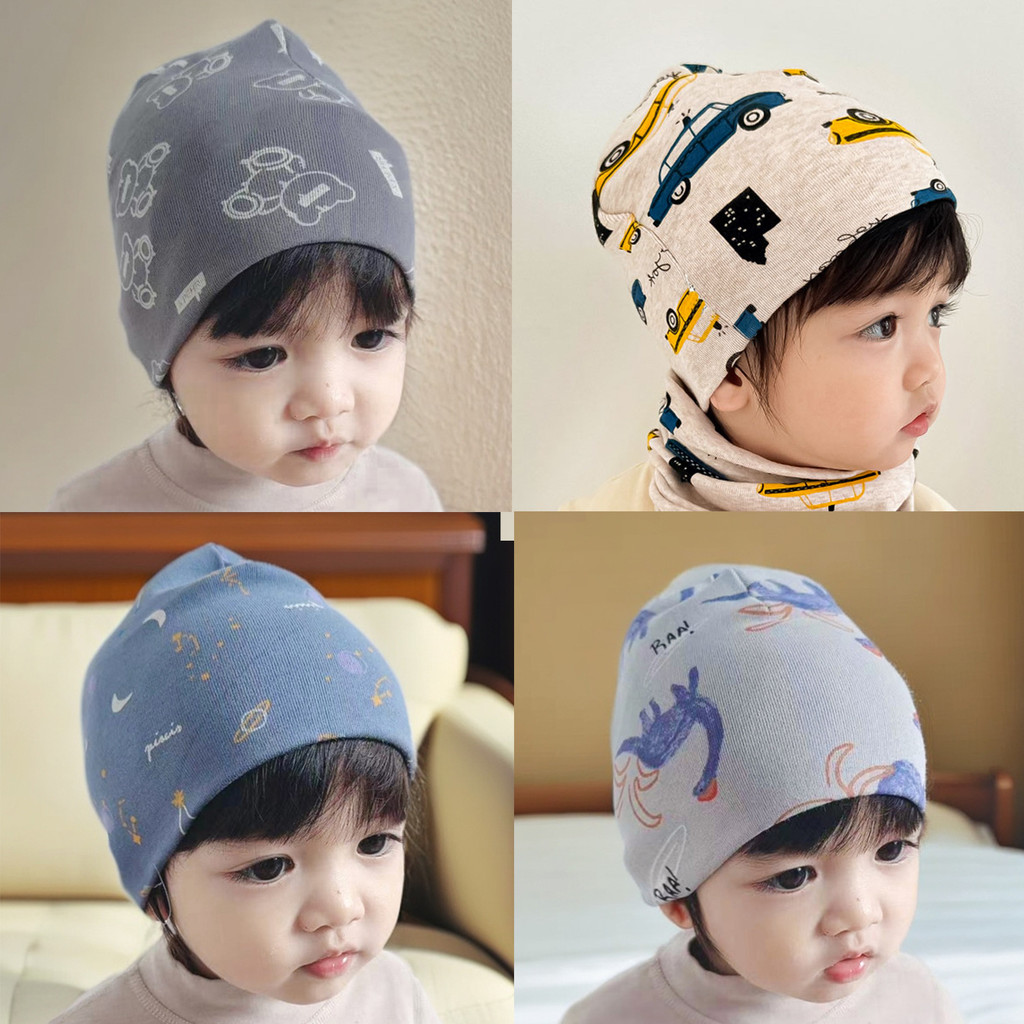 หมวกเด็กสองชั้นไม่มีกระดูกสไตล์เกาหลีคลาส a หมวกเด็กผ้าฝ้ายแท้ 6-9-December หมวกบังแดดอุ่นเด็ก 1-3