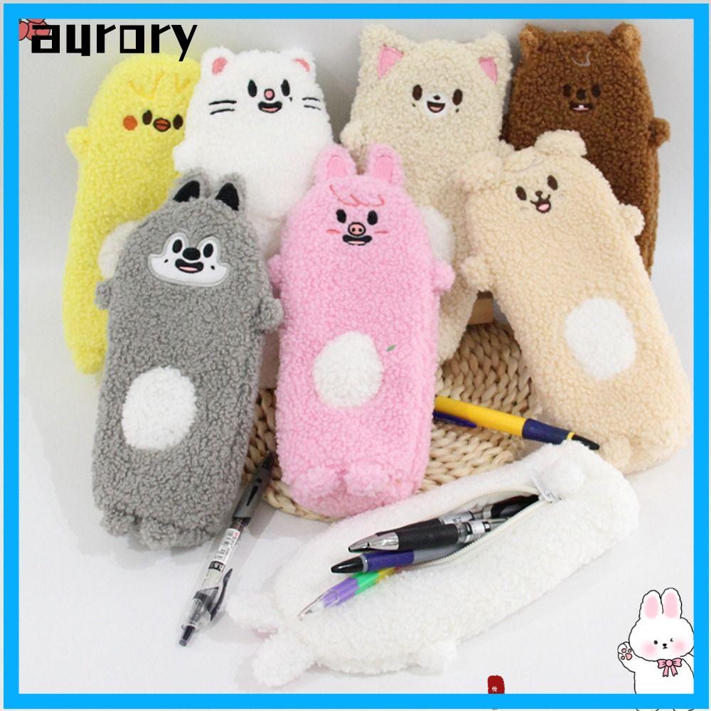 AURORY Skzoo Plush Pencil , Skzoo Plush Material Pen Bag,คุณภาพสูงออกแบบการ์ตูนความจุขนาดใหญ่กระเป๋า