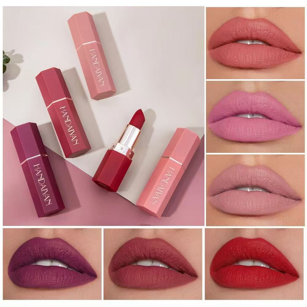ลิปสติกเนื้อแมท/Anti-Fade Non-Stick Cup/Matte Lipstick/Long-Lasting Moisturizing/European American Style Lipstick