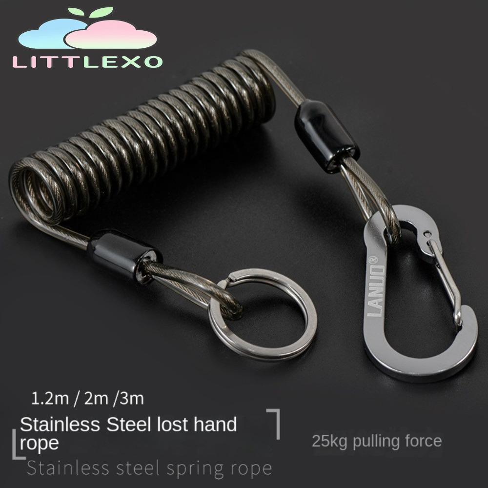 LITTLEX 1 ชิ้น Missed เชือก, Key แหวนอุปกรณ์เสริม Anti-Lost ความปลอดภัยฤดูใบไม้ผลิ Lanyard, 1.2 M/2 M/3 เมตร Lure คีม Telescopic ยืดหยุ่น Retention เครื่องมือตกปลา