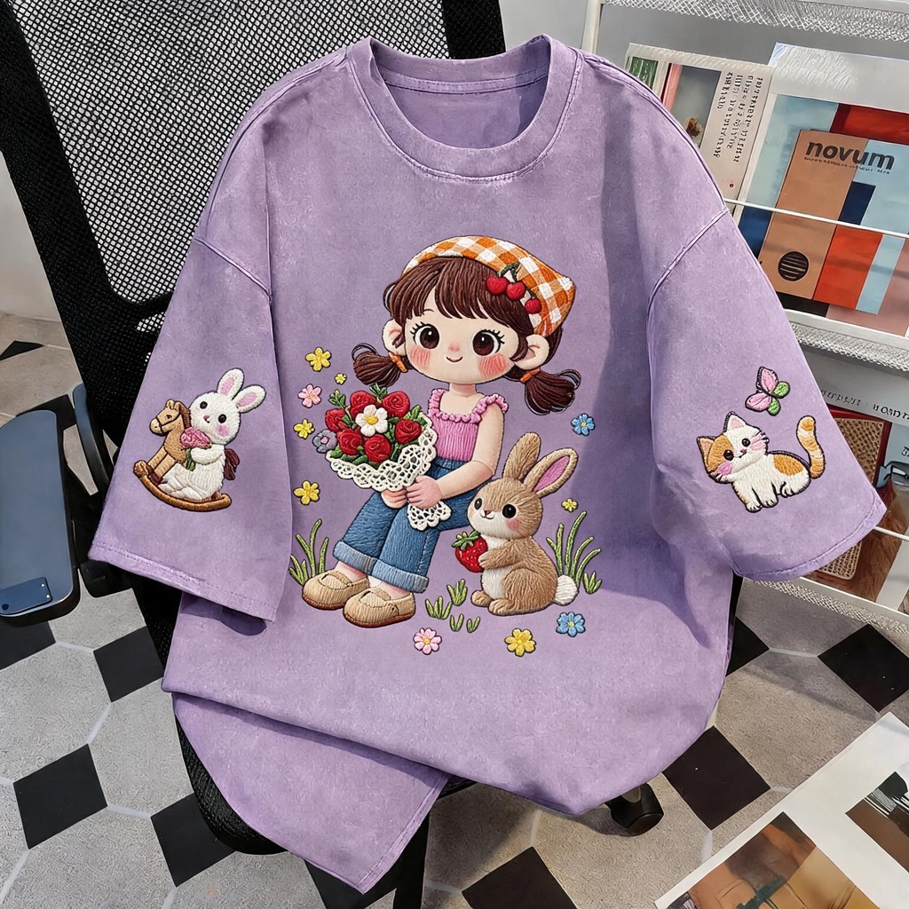 DailyTee เสื้อยืดฟอก เสื้อยืด ' Bonquet Kid ' สไตล์เกาหลี เท่ห์มาก ใส่ได้ทั้งชายหญิง ผ้านุ่มสบายตัวทั้งวัน รองรับ COD