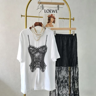 🚚【จัดส่งจากประเทศไทย】เสื้อยืดแฟชั่นสตรี โอเวอร์ไซส์ พิมพ์ลายบิกินี่ แฟชั่นเกาหลี เซ็กซี่ ชิค สาวอกอึ๋ม