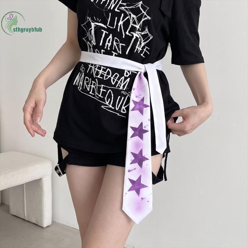 STHB Retro Y2K Pentagram Tie Casual Star Design หวาน Hand-Tied แฟชั่น Netie สําหรับผู้หญิง Streetwea