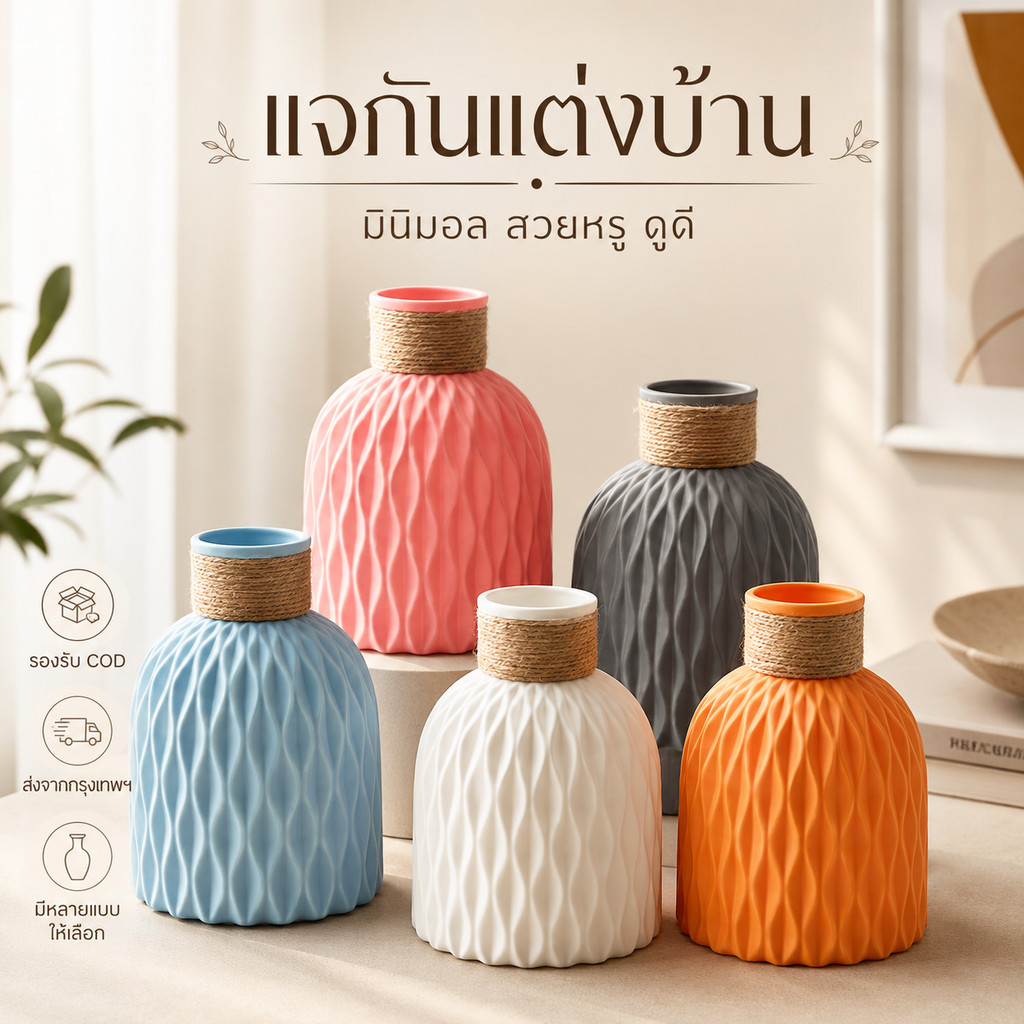 แจกันมินิมอล แจกันนอร์ดิก แจกันตกแต่งบ้าน จัดดอกไม้ แต่งคาเฟ่ โต๊ะทำงาน พร้อมส่ง COD