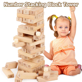 GeeToy Big 54 ชิ้นบล็อกตัวต่อดิจิตอลซ้อน Balance Tower ครอบครัวเกมกระดานแบบโต้ตอบของเล่นเพื่อการศึกษาสําหรับเด็ก
