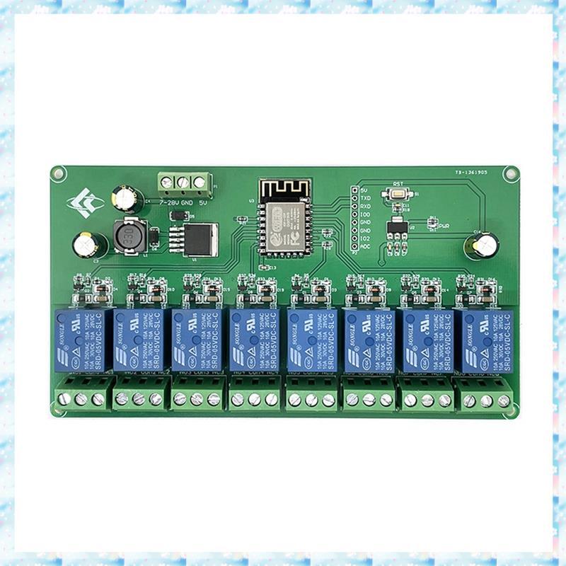[RQMU] 8 ช่อง ESP8266 โมดูลรีเลย์ WIFI ไร้สาย ESP-12F บอร์ดพัฒนา DC 5V/7-28V E- APP รีโมทคอนโทรล