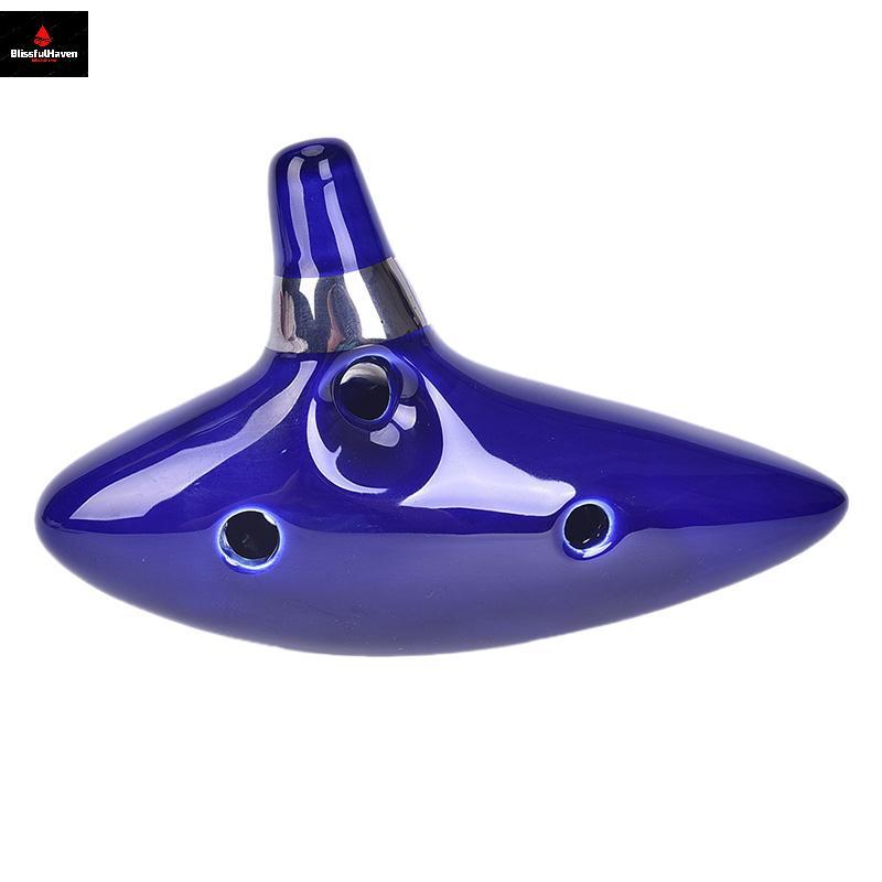 12 หลุม Ocarina เซรามิค Alto C ของ Ocarina ขลุ่ย Blue Ocarina เครื่องดนตรี
