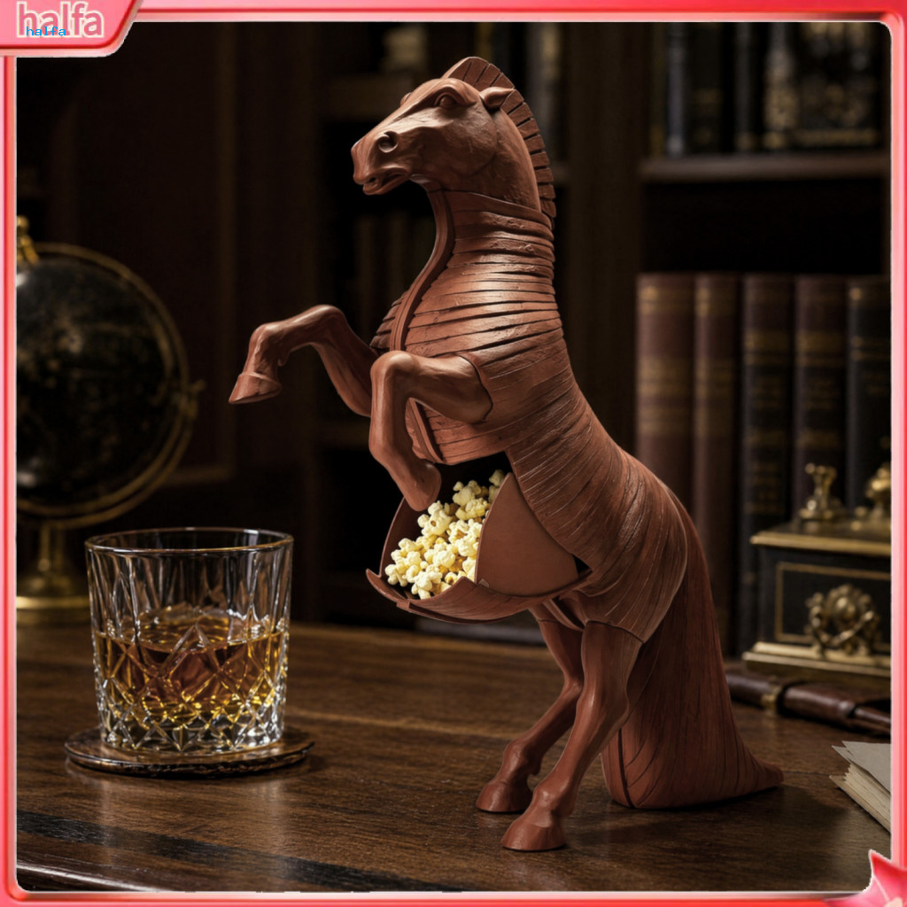 {ครึ่ง} Trojan Horse Popcorn Container Prancing Horse Snack Holder 3d พิมพ์ Trojan Horse Popcorn Bucket โมเดิร์นยืนม้าFigurine สําหรับตกแต่งบ้านสํานักงานสําหรับตะวันออกเฉียงใต้