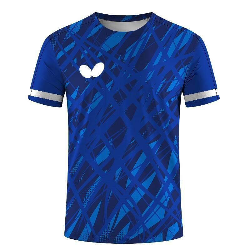 ใหม่แห้งเร็วรอบคอแขนสั้นโลโก้พิมพ์ปิงปองเสื้อผ้าผู้ชายผู้หญิงเสื้อยืดแบดมินตันเครื่องแบบกีฬา