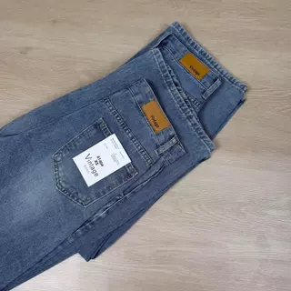 กางเกงยีนส์ทรงบาเรล สียีนส์ฟอก เอวสูงผ้าไม่ยืด ป้ายVintage #6140