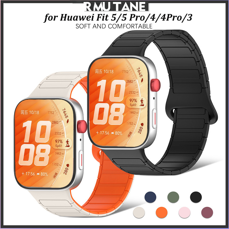 สายรัดซิลิโคนแม่เหล็กกีฬาสำหรับนาฬิกา for Smartwatch Huawei Watch Fit 5/5 Pro/4/4Pro/3 อุปกรณ์เสริมสายรัดข้อมือกันน้ำ
