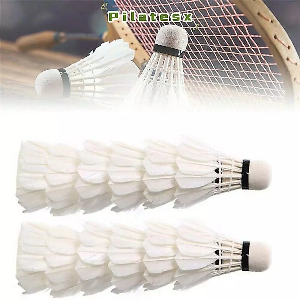 PILATESX 3/6/12 ชิ้นลูกแบดมินตัน, ลูกขนไก่แบดมินตันที่มั่นคงสีขาว, อุปกรณ์เสริมกีฬาการฝึกอบรมเทรนเนอร์แบดมินตันในครัวเรือน