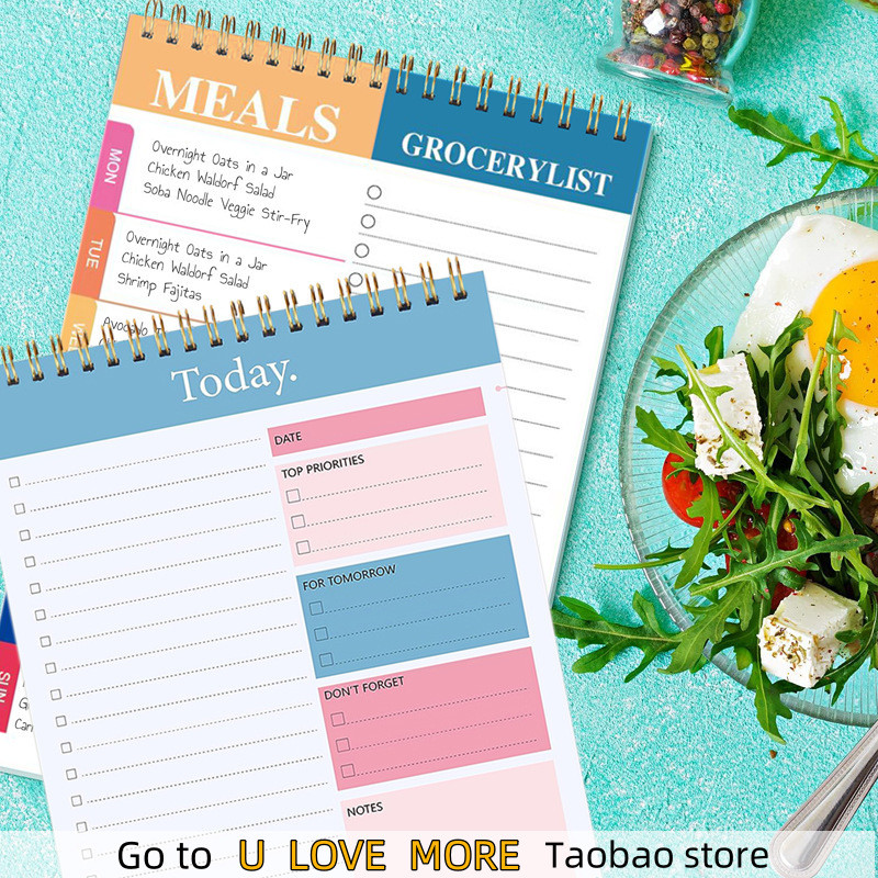 Weekly Meal Planner Daily Notepad Schedule Coil Book