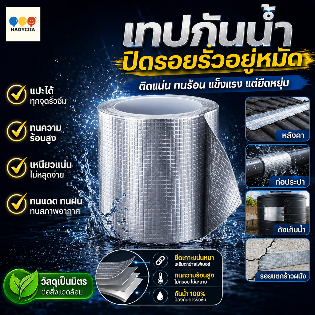 เทปกันน้ำยาว 5 เมตร เทปกันรั่วซึมขนาด 5 ซม/10 ซม/15 ซม/20 ซม  เทปซ่อมรอยรั่วบนหลังคา