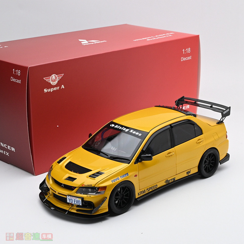 Super A 1: 18 Mitsubishi Mitsubishi EVO 9th Generation MR FQ 360 Explosive Modified Alloy Car Model