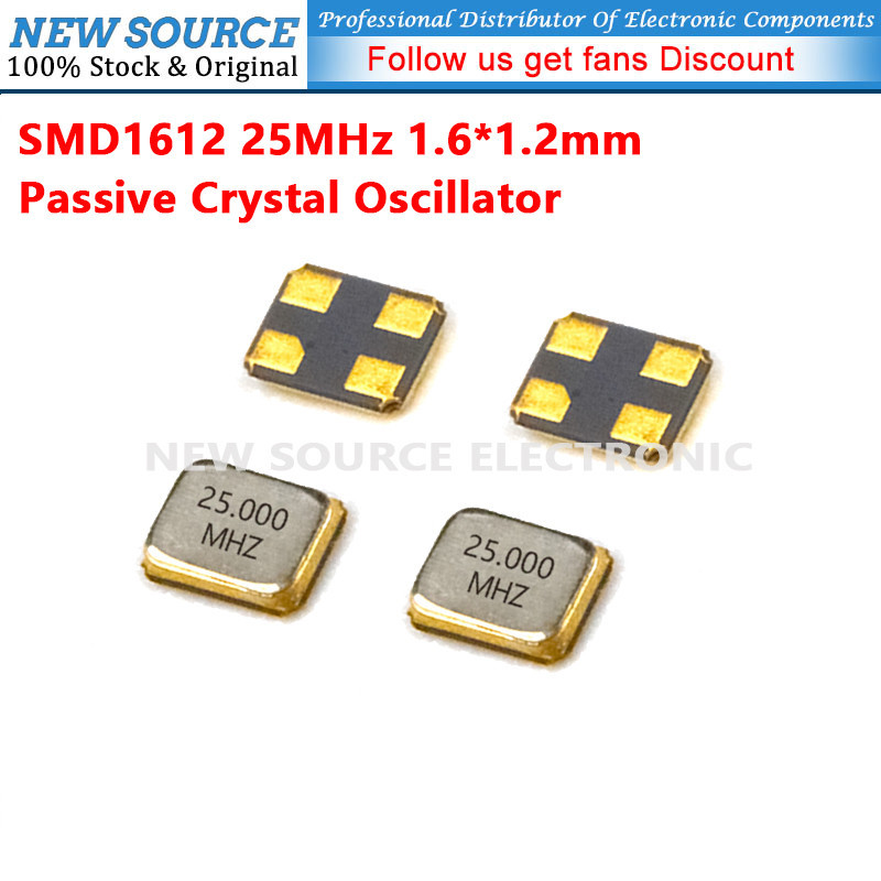 [1-10 ชิ้น] 1612 25MHz SMD Passive Crystal Oscilator 4Pin 1.6*1.2 มม. Quartz Resonator แหล่งใหม่
